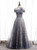 Fashion Gray Tulle Off the Shoulder Beading Prom Dress