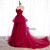 Fashion Burgundy Tulle Spaghetti Straps Long Prom Dress