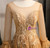 Gold Tulle Long Sleeve Backless Beading Prom Dress