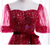 Burgundy Tulle Sequins Square Short Sleeve Prom Dress