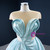 Light Blue Satin Cap Sleeve Illusion Pleats Prom Dress