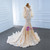 Champagne Mermaid Tulle Long Sleeve Appliques Prom Dress