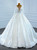 White Satin Long Sleeve Pearls Illusion Wedding Dress