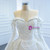 White Ball Gown Sequins Off the Shoulder Long Sleeve Wedding Dress