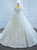White Ball Gown Sequins Off the Shoulder Long Sleeve Wedding Dress