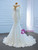 White Mermaid Tulle High Neck Long Sleeve Appliques Wedding Dress