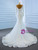 White Mermaid Tulle High Neck Long Sleeve Appliques Wedding Dress