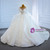 White Lace Ball Gown Long Sleeve Beading Wedding Dress