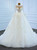 White Tulle Sequins High Neck Long Sleeve Wedding Dress