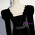 Black Velvet Square Long Sleeve Prom Dress With Belt