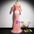 Pink Mermaid Short Sleeve Beading Prom Dress