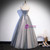 Silver Gray Tulle Sequins Strapless Beading Prom Dress