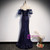 Navy Blue Mermaid Off the Sholuder Shoulder Prom Dress