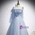 Light Blue Tulle Spaghetti Straps Appliques Prom Dress