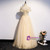 Champagne Tulle Sequins Off the Shoulder Pearls Prom Dress