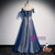 Amazing Blue Tulle Sequins Off the Shoulder Beading Prom Dress