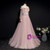 Pink Tulle Spaghetti Straps Long Sleeve Appliques Prom Dress