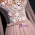 Pink Tulle Spaghetti Straps Long Sleeve Appliques Prom Dress
