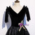 Black Tulle Sequins V-neck Short Sleeve Prom Dress