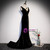 Black Mermaid Velvet See Through V-neck Prom Dress