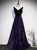 Navy Blue Sequins V-neck Backless Prom Dress