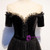 Black Tulle Bateau Short Sleeve Beading Prom Dress