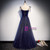 Navy Blue Tulle Spaghetti Straps Sequins Prom Dress