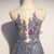 Gray Blue Tulle Sequins Appliques Beading Prom Dress
