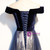 Navy Blue Tulle Velvet Off the Shoulder Prom Dress