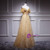 Gold Tulle Lace Sequins Appliques Backless Spaghetti Straps Prom Dress