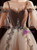 In Stock:Ship in 48 Hours Coffee Tulle Spaghetti Straps Prom Dress