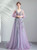 In Stock:Ship in 48 Hours Purple Tulle Long Sleeve Embroidery Appliques Prom Dress