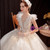 In Stock:Ship in 48 Hours Ivory White Ball Gown Sequins V-neck Wedidng Dress
