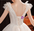 In Stock:Ship in 48 Hours Ivory White Ball Gown Sequins V-neck Wedidng Dress