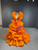 Orange Ball Gown Tulle Tiers See Through V-neck Prom Dress