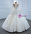 White Tulle High Neck Long Sleeve Pearls Wedding Dress