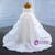 White Ball Gown Tulle Off the Shoulder Long Sleeve Beading Wedding Dress