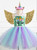Unicorn Costume Sequins Tutu Dress With Gold Wing