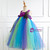 Peacock Feather Purple Flowers Girl Dress