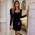 In Stock:Ship in 48 Hours Black Velvet Long Sleeve Party Dress