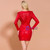 In Stock:Ship in 48 Hours Red V-neck Long Sleeve Sequins Party Dress