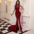 In Stock:Ship in 48 Hours Burgundy Mermaid One Shoulder Party Dress With Split