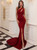 In Stock:Ship in 48 Hours Burgundy Mermaid One Shoulder Party Dress With Split