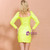 In Stock:Ship in 48 Hours Green Square Long Sleeve Party Dress