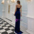 In Stock:Ship in 48 Hours Blue Velvet Spaghetti Straps Party Dress