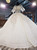 Ivory White Ball Gown Tulle Sequins Short Sleeve Pearls Wedding Dress
