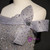 Fashion Gray Tulle Sequins Off the Shoulder Beading Prom Dress