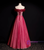 Burgundy Tulle Sequins Off the Shoulder Beading Pleats Prom Dress