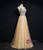 Gold Tulle V-neck Beading Sequins Prom Dress
