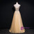 Gold Tulle V-neck Beading Sequins Prom Dress